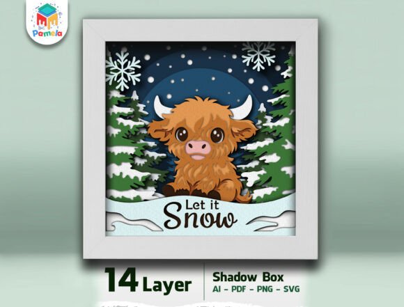 Bringing Winter Warmth to Life with a Highland Cow Shadow Box SVG