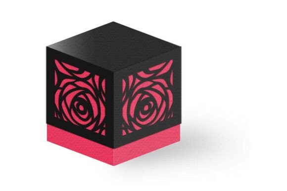 Elegant Cut Out Roses Lid Cube Party Favour Box