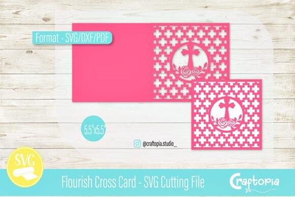 Elegant Flourish Cross Card SVG for Faith Projects
